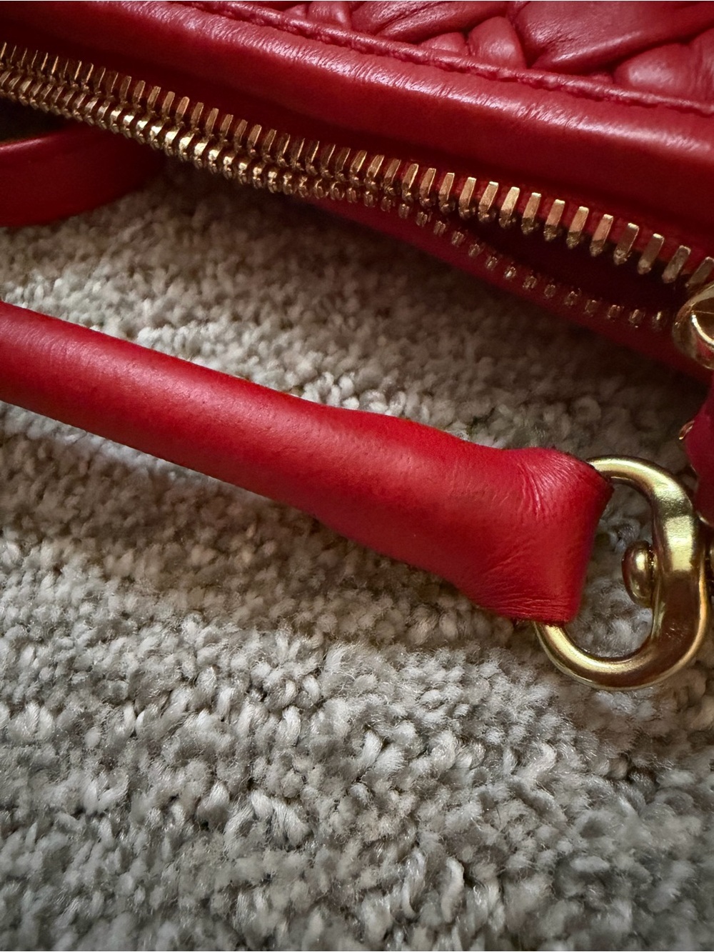 Woven Red Shoulder Bag with Gold-Tone Accents - Picture 5 of 5
